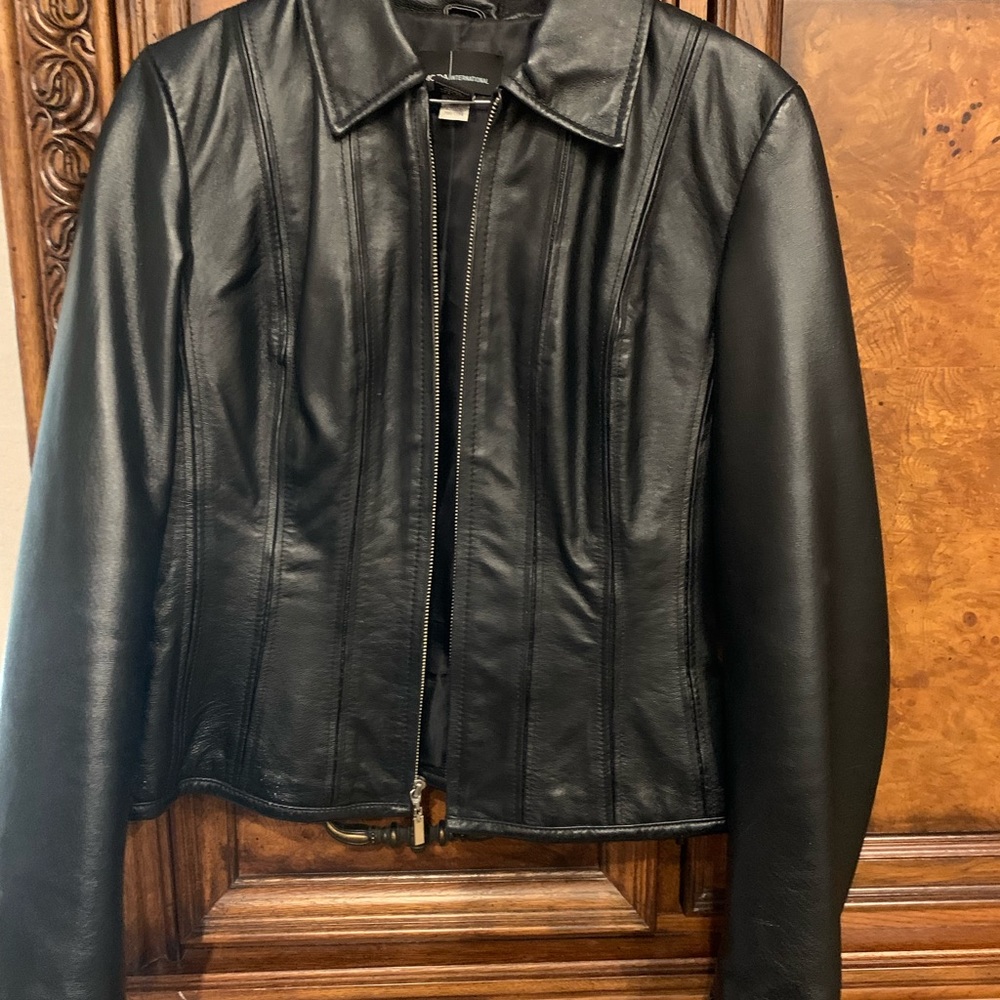 Moda International All Leather Zip Up Jacket Size Small